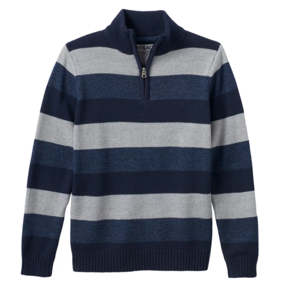 Silver Lake Boys Striped Quarter Zip Pullover Sweater